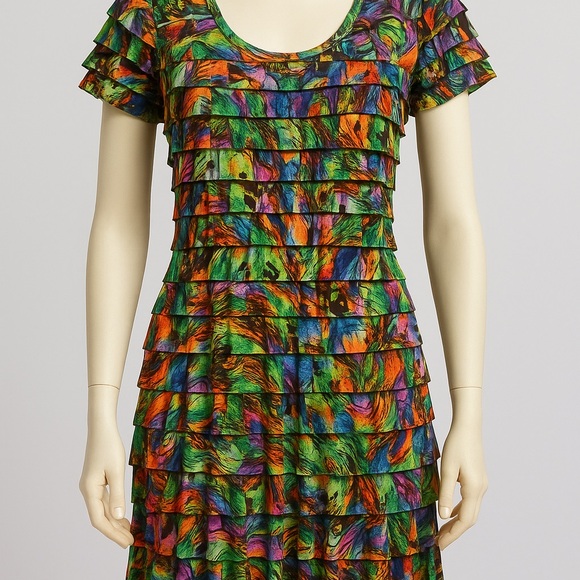 Colorful Layered Mini Dress - Picture 1 of 6